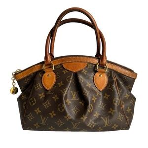 Louis Vuitton Tivoli PM Bag Brown LV Monogram Canvas Leather Top Handle Purse